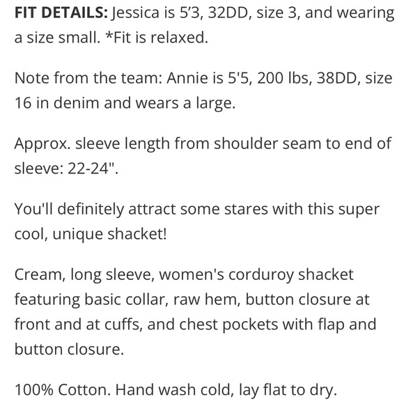 Cream Corduroy Shacket-Closet Candy - Picture 7 of 12